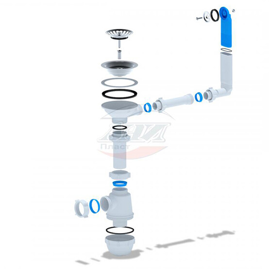 Сифон для гранитной мойки 3 1/2"*40 с круглым переливом (30) А0142