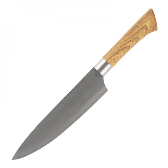 Нож из нерж стали 20 см поварской с пласт рукчкой под дерево Foresta Mallony (1/48)