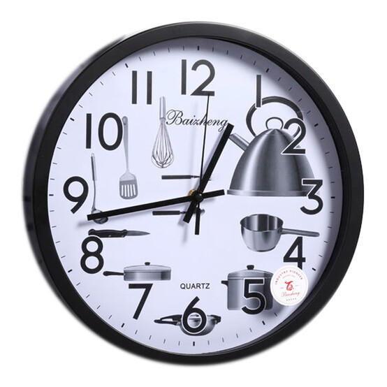 Часы пластиковые настенные кварц  30 см круг ассорти кухонные принадлежности Baizheng (1/30)