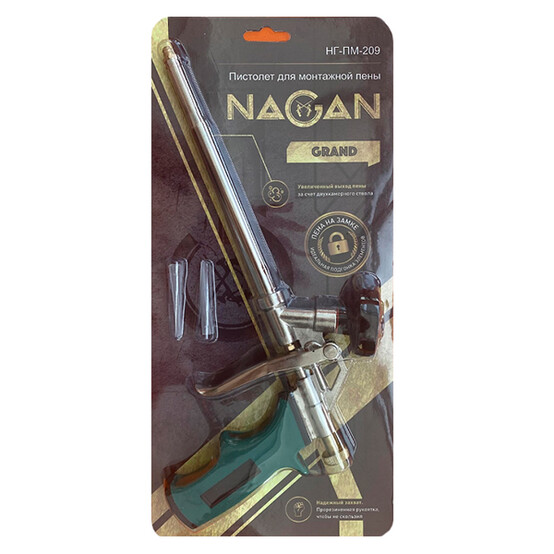 Пистолет для монтажной пены  NAGAN 209 металл+адаптер тефлон (20)