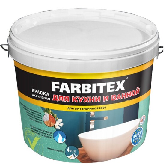 ВДК для кухни и ванной Farbitex акриловая белая база А 1,1кг