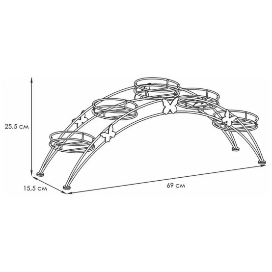 Подставка металлическая для цветов 690*155*255 мм коричневый Арка 5 ЗМИ (1/1)