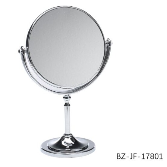 Зеркало металлическое настольное 15 см на ножке поворотное двухстороннее круг Baizheng