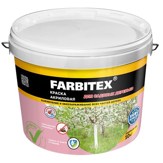 Краска для садовых деревьев Farbitex акриловая белая 3,0кг