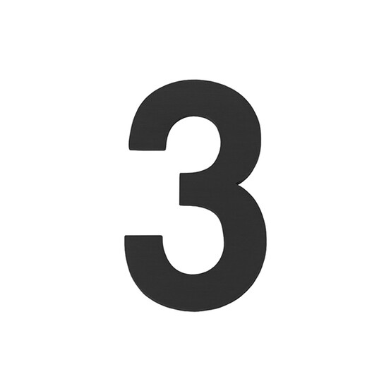 Номер дверной  "3"  самоклеящаяся черный SS304 (50х30) (FUARO) BL (50)