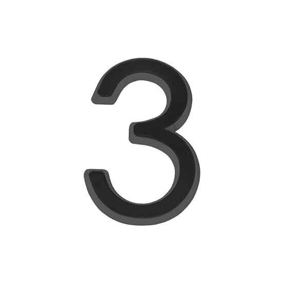 Номер дверной  "3" самоклеящаяся черный ABS (50х37) (FUARO)  BL (50)