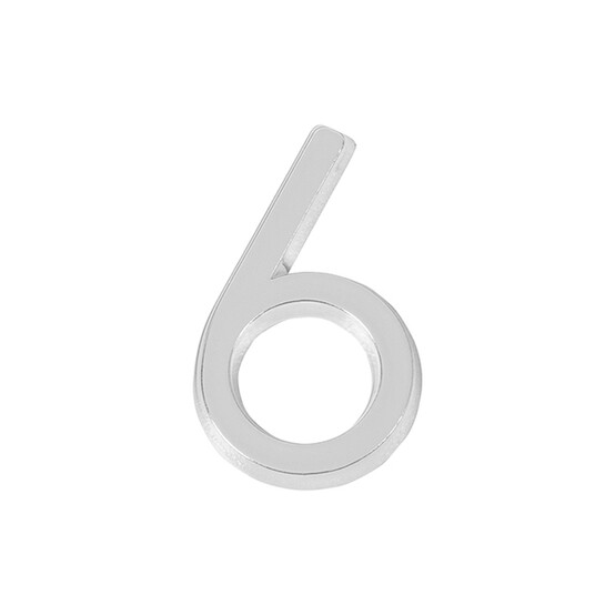 Номер дверной  "6" самоклеящаяся хром ABS (50х37) (FUARO)  CP (50)