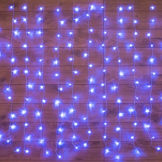 Гирлянда светодиодная  2,5*2 м 300 led 230 В 8 реж дождь синий Neon-night (1/48)