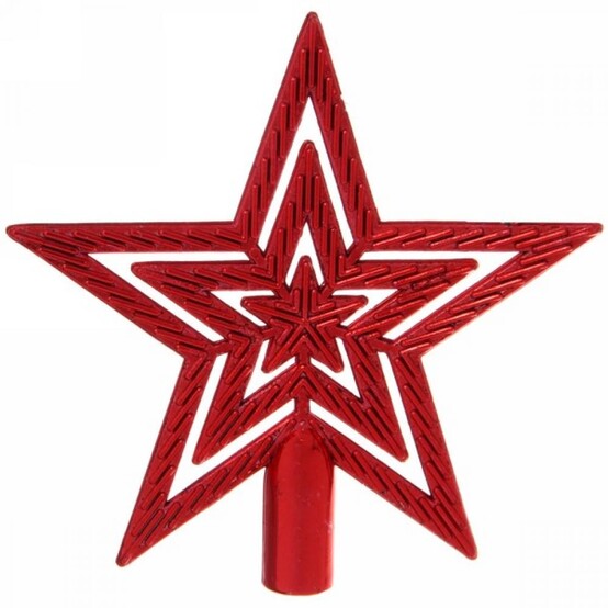Верхушка пластиковая на елку Звезда 9,5 см красный Классика Серпантин (1/300)