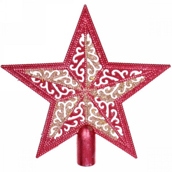 Верхушка пластиковая на елку Звезда 15*15 см красный Королева праздника Серпантин (1/1400)