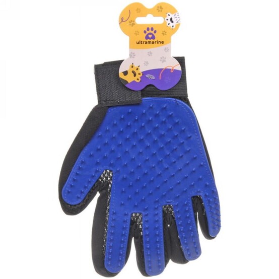 Расческа-перчатка для кошек и собак 23 см на липучке Друг синий Ultramarine (1/200)