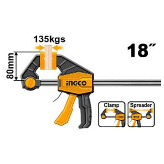 Струбцина быстрозажимная 80х450 мм INGCO HQBC18801 INDUSTRIAL