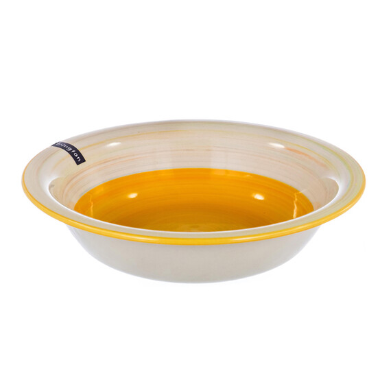 Тарелка керамическая суповая  22 см 600 мл  Аэрограф Желтая радуга Elrington (1/36)
