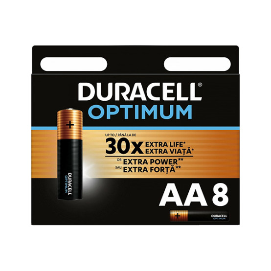 Батарейка AA Пальчиковая 1,5V Optimum 8шт/упак (12) DURACELL