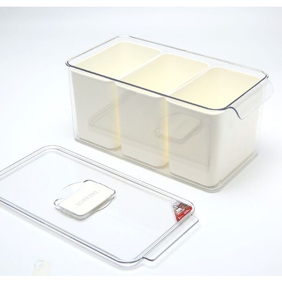 Контейнер пластиковый 31,5*16*14,5 см для хранения 3 контейнера крышка прозрачный Baizheng (1/12)