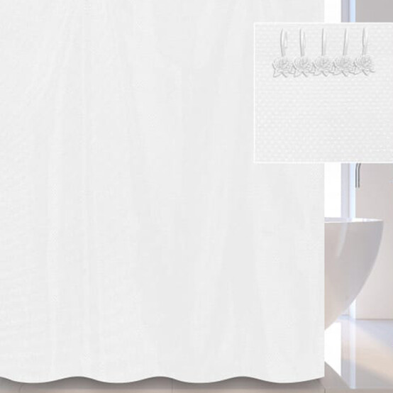 Штора для ванной Fmark 180х200см полиэстер ткан. 90гр./м2 белый (30)